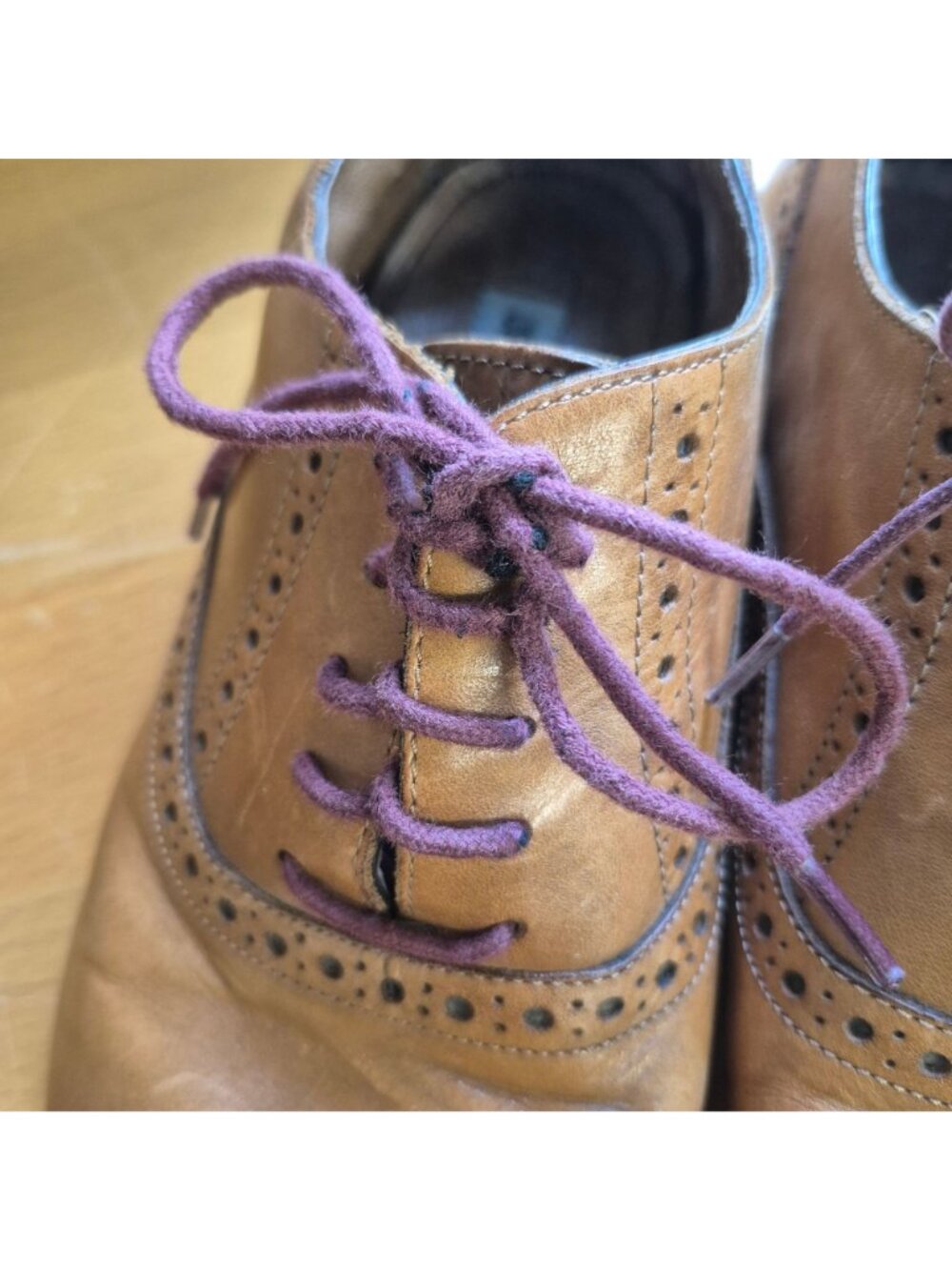 Johnston & Murphy Mens Brown Leather Wingtip Oxford Shoes 8M - Picture 2 of 8